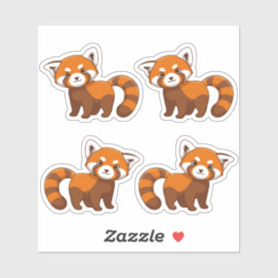 Cute Red Panda Set of 4