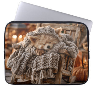 Cute Red Panda Sleeping in Miniature Rocking Chair Laptop Sleeve
