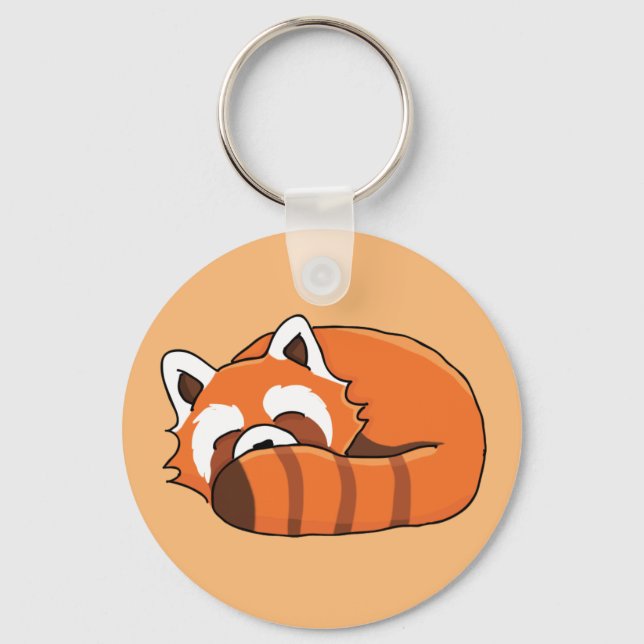 Cute Red Panda Sleeping Key Ring (Front)