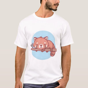 Cute Red Panda Sleeping On Tree Branch T-Shirt