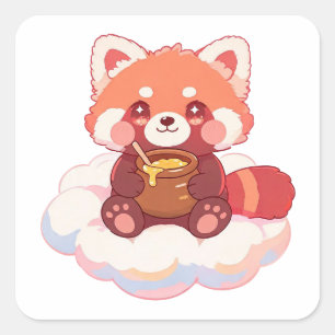Cute Red Panda Square Sticker