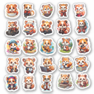 Cute Red Panda stickers, value pack  25 Stickers