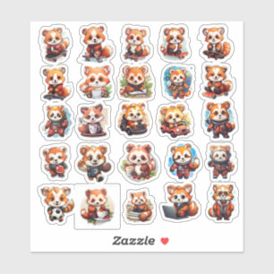 Cute Red Panda stickers, value pack  25 Stickers