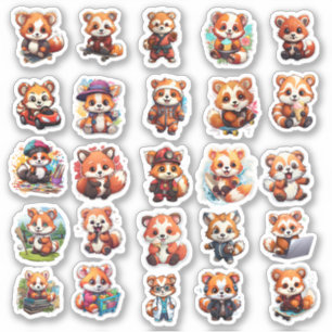 Cute Red Panda stickers, value pack  25 Stickers