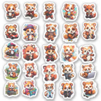 Cute Red Panda stickers, value pack 25 Stickers