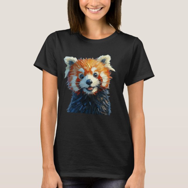 Cute Red Panda T-Shirt Oil Painting Style (Front)