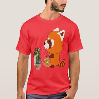 cute red panda water the plant T-Shirt
