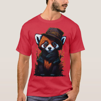 cute red panda wearing hat 3 T-Shirt