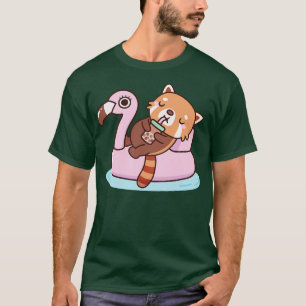 Cute Red Panda With Flamingo Pool Float Summer T-Shirt