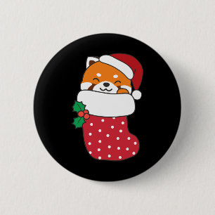 Cute Red Pandas In Christmas Stockings For Christm 6 Cm Round Badge