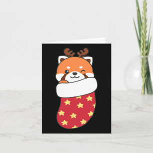 Cute Red Pandas In Christmas Stockings For Christm Card