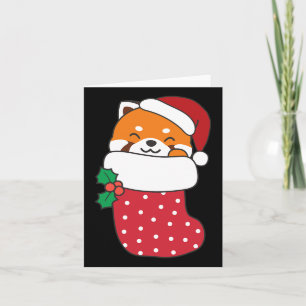 Cute Red Pandas In Christmas Stockings For Christm Card