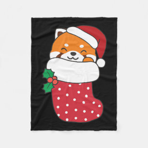Cute Red Pandas In Christmas Stockings For Christm Fleece Blanket