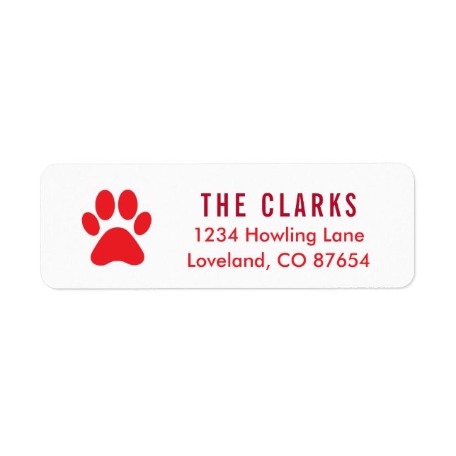 Cute Red Paw Print Dog Christmas Return Address (Front)