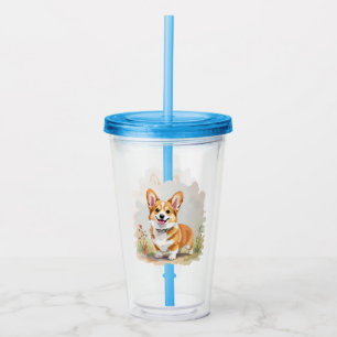 Cute Red Pembroke Welsh Corgi Dog Acrylic Tumbler