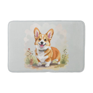 Cute Red Pembroke Welsh Corgi Dog Bath Mat