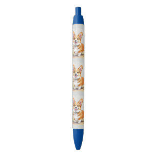 Cute Red Pembroke Welsh Corgi Dog Black Ink Pen