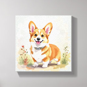 Cute Red Pembroke Welsh Corgi Dog Canvas Print