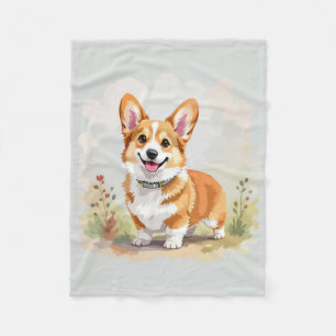 Cute Red Pembroke Welsh Corgi Dog Fleece Blanket