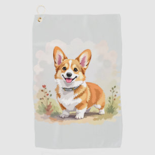 Cute Red Pembroke Welsh Corgi Dog Golf Towel