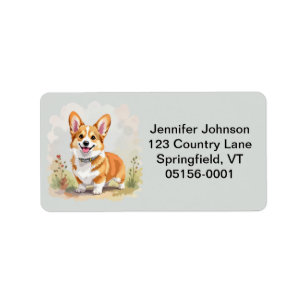 Cute Red Pembroke Welsh Corgi Dog Label