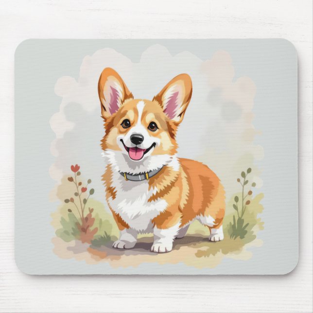 Cute Red Pembroke Welsh Corgi Dog Mouse Mat (Front)
