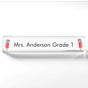 Cute Red Pencils Personalise Desk Name Plate