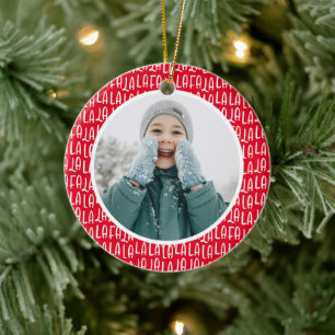 Cute red personalised Christmas holiday photo Ceramic Tree Decoration