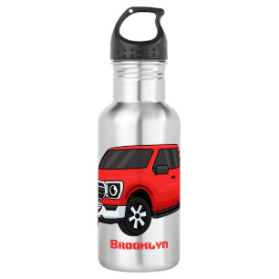 Cute red pickup truck cartoon illustration 532 ml water bottle