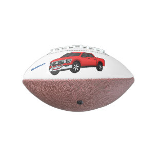 Cute red pickup truck cartoon illustration american football