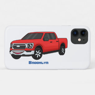 Cute red pickup truck cartoon illustration iPhone 11 case