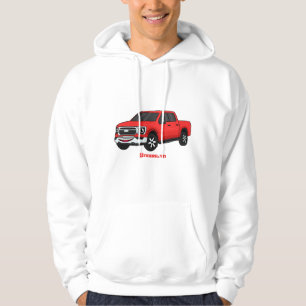 Cute red pickup truck cartoon illustration hoodie