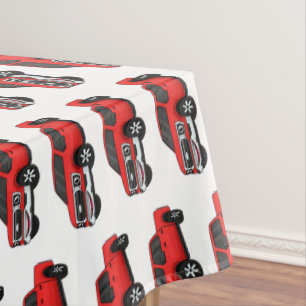 Cute red pickup truck cartoon illustration tablecloth
