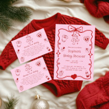 Cute Red & Pink Baby Shower for Girls or Boys 