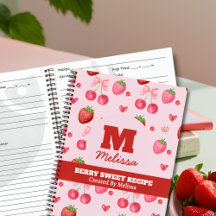 Cute Red Pink Berry Sweet Monogram Recipe 