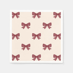 Cute Red Pink Bows Pattern Christmas Throw Pillow Napkin
