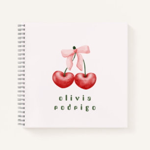 Cute Red & Pink Cherry Heart Bow Notebook