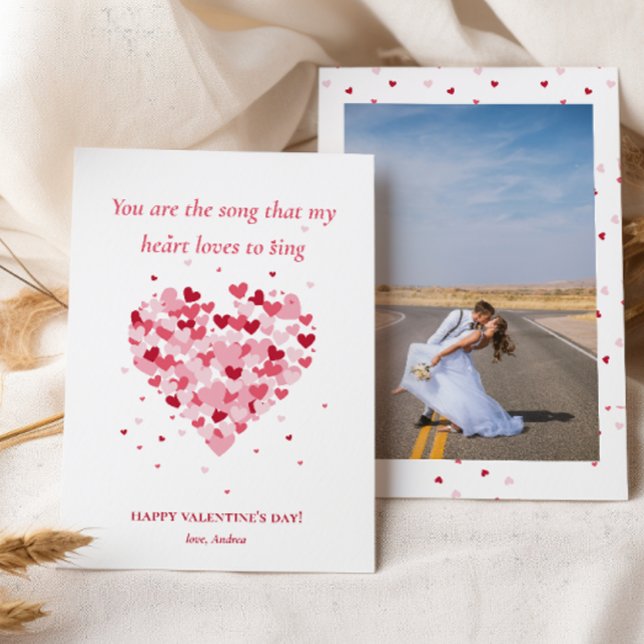 Cute Red Pink Hearts Photo Valentine's Day Holiday Card (Creator Uploaded)