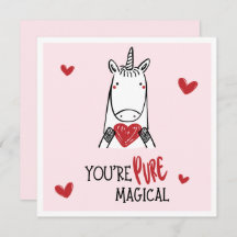Cute Red Pink Hearts Unicorn Kids Valentine's Day