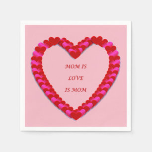 Cute Red & Pink Mother's day Paper Napkin
