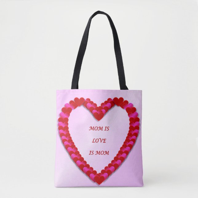 Cute Red & Pink Mother's day Tote Bag (Front)