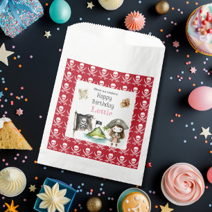 Cute Red Pirate child's Birthday Favour Bags