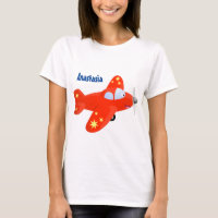 Cute red plane flying cartoon illustration