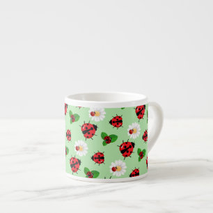 Cute red polka dot Ladybug Daisy flower summer Espresso Cup
