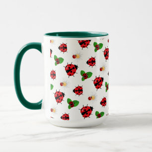 Cute red polka dot Ladybug Daisy flower summer Mug