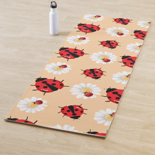 Cute red polka dot Ladybug Daisy flower summer Yoga Mat