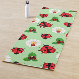 Cute red polka dot Ladybug Daisy flower summer Yoga Mat