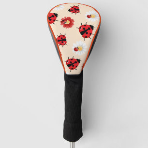 Cute red polka dot Ladybug flower summer Girly Golf Head Cover