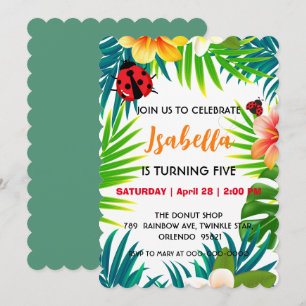Cute red Polka dot Ladybug summer jungle Birthday  Save The Date