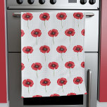 Cute Red Poppy Flower Pattern White Kitchen Towel<br><div class="desc">Pop a poppy kitchen towel in your kitchen today</div>